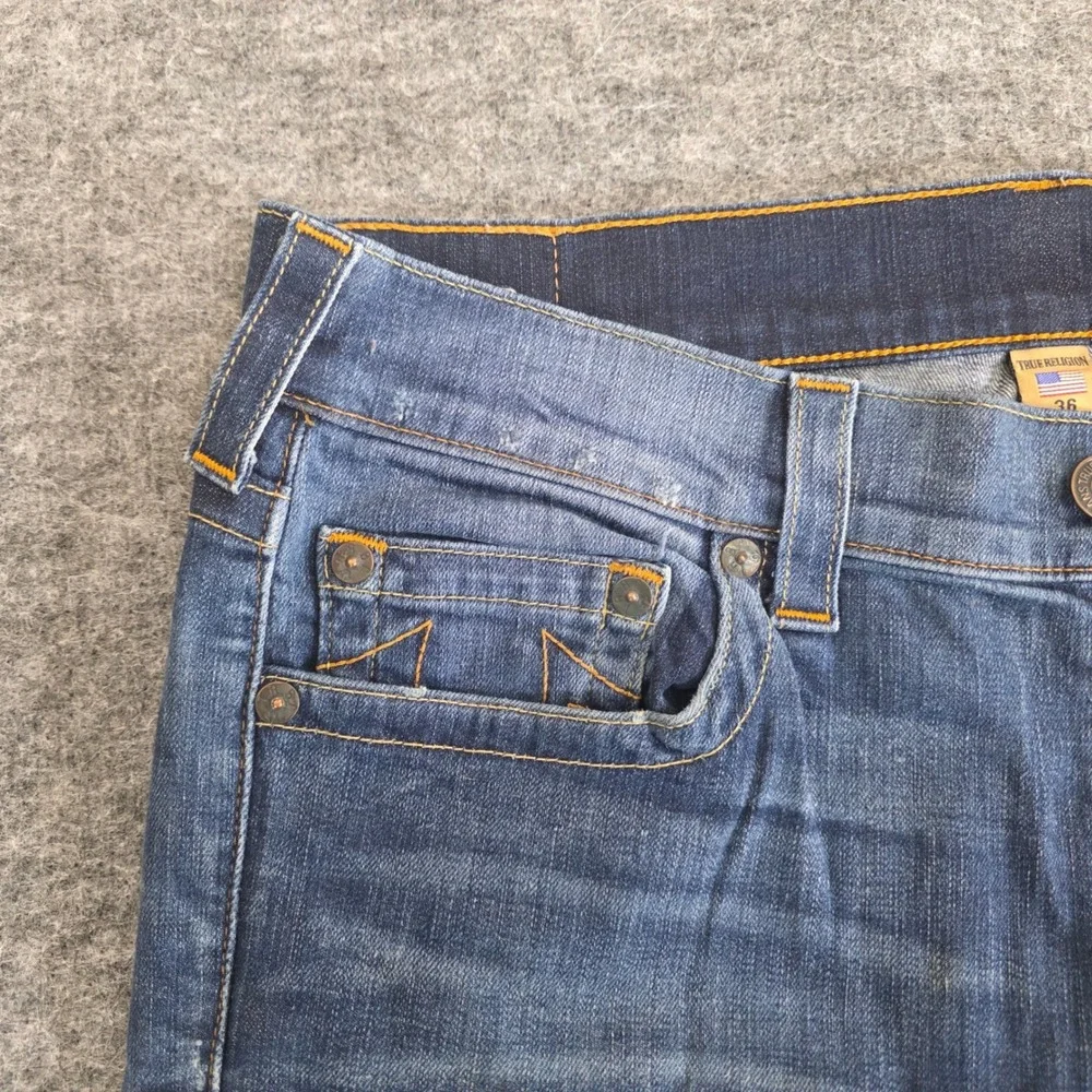 True‎ Religion Rocco Jeans Mens 36X33 Blue Denim Relaxed Skinny Button Fly USA